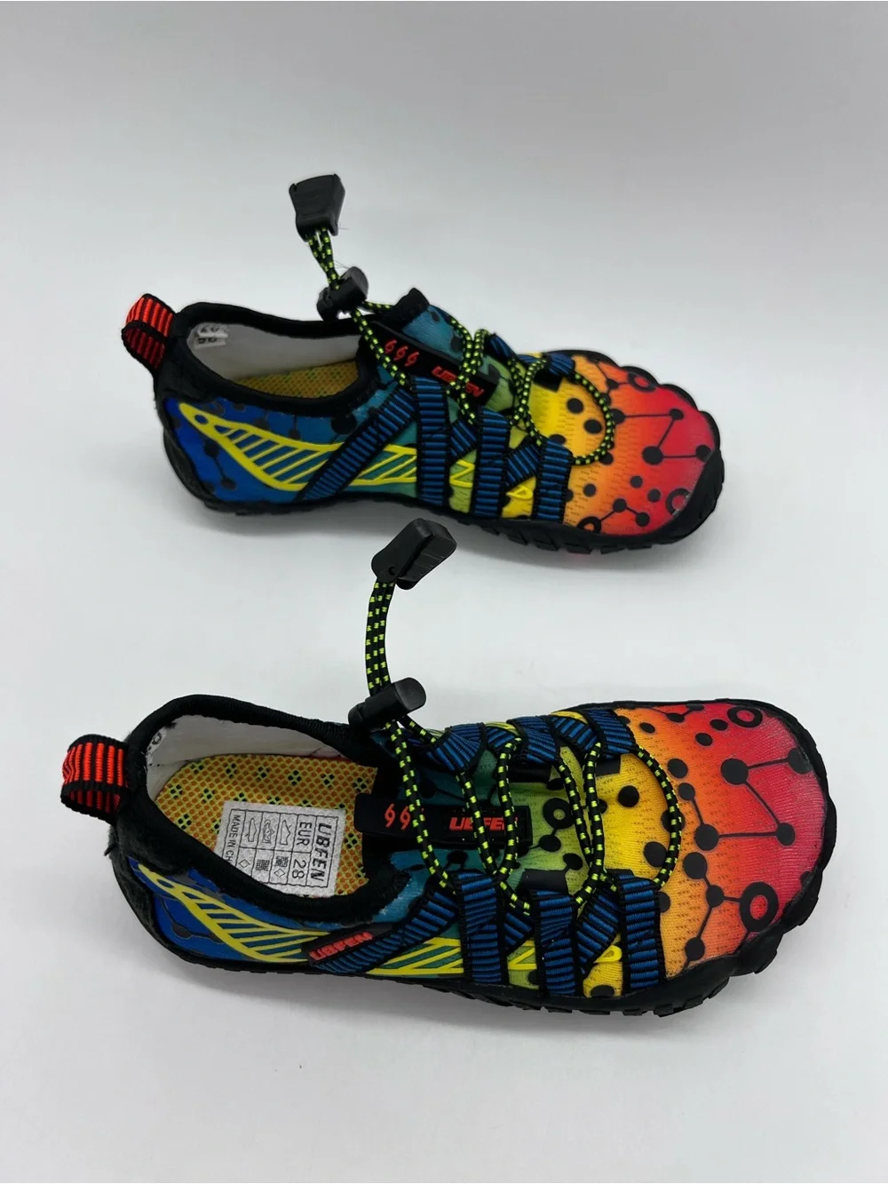UBFEN Kids Unisex Slip On Quick Dry Multicolor Water Shoes Size 11